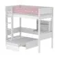Preview: Flexa White Hochbett CASA 90x200 gerade L. weiß/rosa Preview: Flexa White Hochbett CASA 90x200 gerade L. weiß/rosa