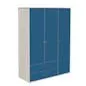 Preview: Kleiderschrank 3 Türen 2 Schübe Kieferweiß/Nordic Blue Preview: Kleiderschrank 3 Türen 2 Schübe Kieferweiß/Nordic Blue