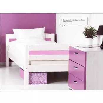 Flexa Basic Trendy Einzelbett 90x200 cm, weiß/pink