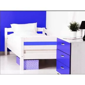 Flexa Basic Trendy Einzelbett + Sicherung hinten, weiß/blau
