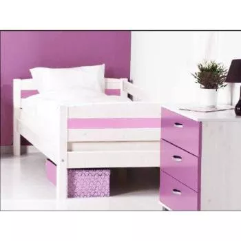 Flexa Basic Trendy Einzelbett + Sicherung hinten, weiß/pink