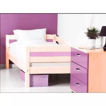 Flexa Basic Trendy Einzelbett + Sicherung hinten, natur/pink
