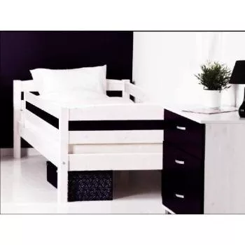 Flexa Basic Trendy Einzelbett + Sicherung vo.+hi. weiß/black