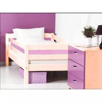 Flexa Basic Trendy Einzelbett + Sicherung vo.+hi., nat/pink