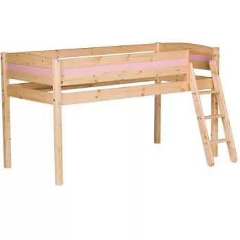 Flexa Basic Trendy Spielbett schräge Leiter, natur/pink