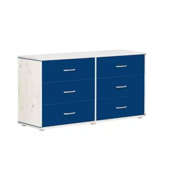 Flexa Classic Kommode mit 6 Schubladen in weiß/blau/blau