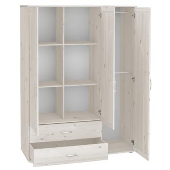 Flexa Classic Kleiderschrank 3 Türen, 2 Schubladen weiß/lila
