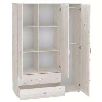 Flexa Classic Kleiderschrank 3 Türen, 2 Schubladen weiß/lila