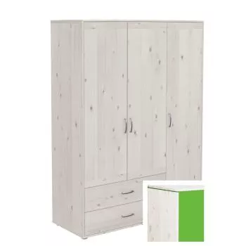 Flexa Classic Kleiderschrank 3 Türen, 2 Schubladen weiß/grün