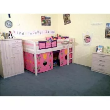 Flexa Basic Trendy Spielbett gerade L., weiß/pink Prinzessin