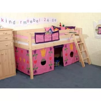 Flexa Basic Trendy Spielbett schräge L., nat/pink Prinzessin