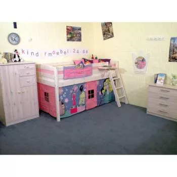Flexa Basic Trendy Spielbett schräge L., weiß/pink Pop girls
