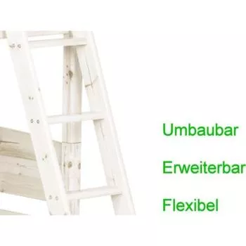 Flexa Basic Trendy Rutschbett schräge Leiter, weiß/weiß