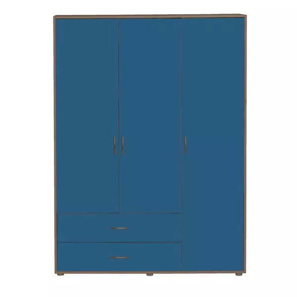 Kleiderschrank 3 Türen 2 Schübe Terra/Nordic Blue