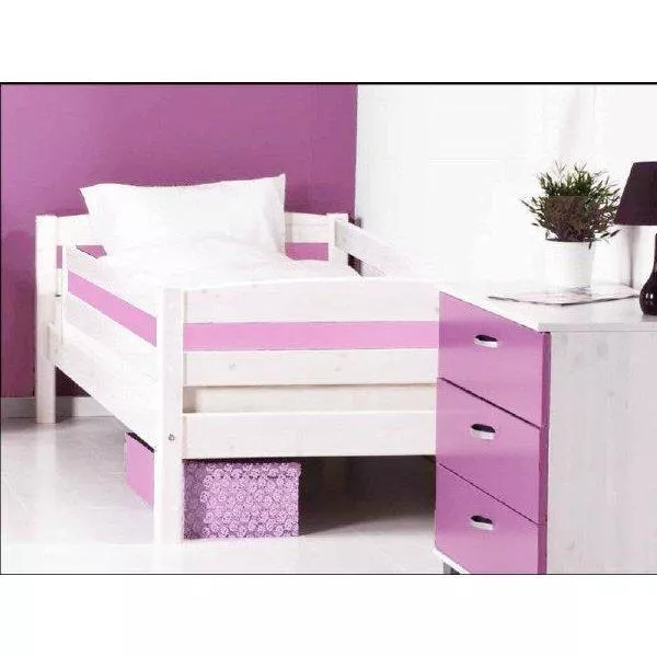 Flexa Basic Trendy Einzelbett + Sicherung vo.+hi., weiß/pink