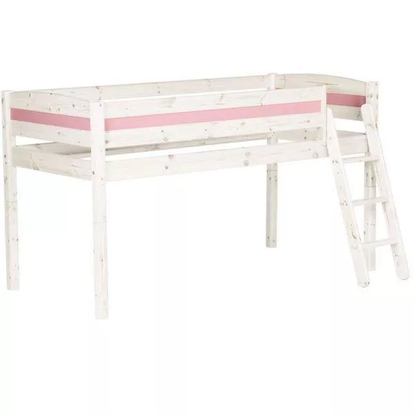 Flexa Basic Trendy Spielbett schräge Leiter, weiß/pink