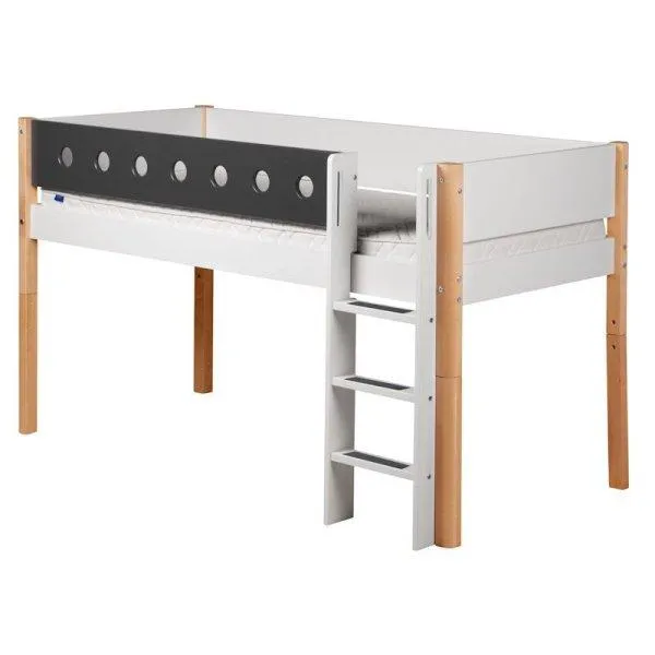 Flexa White Spielbett 90x190 gerade Leiter in birke/grau Flexa White Spielbett 90x190 gerade Leiter in birke/grau
