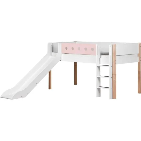 Flexa White Rutschbett 90x200 gerade Leiter weiß/birke/rosa Flexa White Rutschbett 90x200 gerade Leiter weiß/birke/rosa
