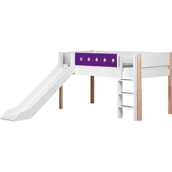Flexa White Rutschbett 90x200 gerade Leiter in birke/lila Flexa White Rutschbett 90x200 gerade Leiter in birke/lila
