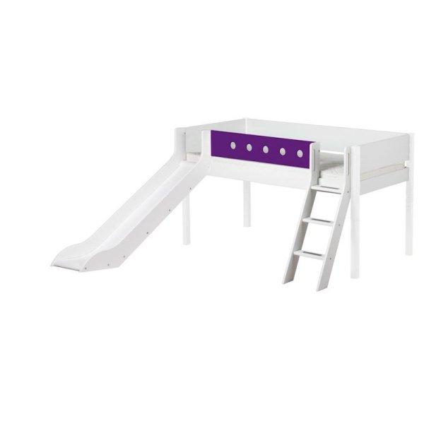 Flexa White Rutschbett 90x190 Schrägleiter in weiß/lila Flexa White Rutschbett 90x190 Schrägleiter in weiß/lila