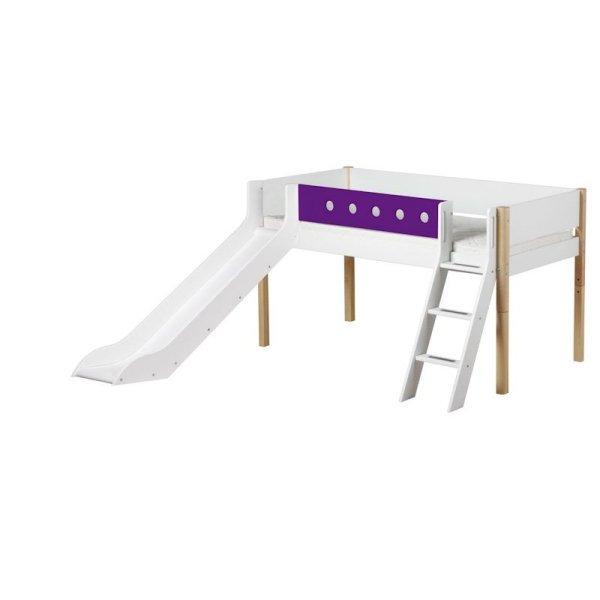 Flexa White Rutschbett 90x190 Schrägleiter in birke/lila Flexa White Rutschbett 90x190 Schrägleiter in birke/lila