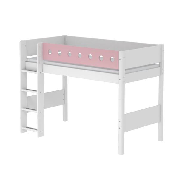 Flexa White Mittelhochbett 90x200 gerade L. weiß/weiß/rosa Flexa White Mittelhochbett 90x200 gerade L. weiß/weiß/rosa