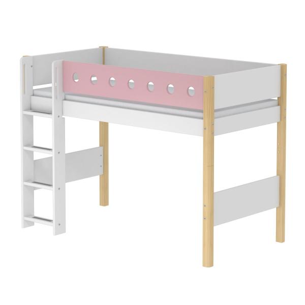 Flexa White Mittelhochbett 90x200 gerade L. weiß/birke/rosa Flexa White Mittelhochbett 90x200 gerade L. weiß/birke/rosa