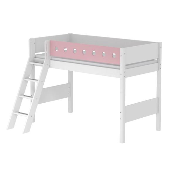 Flexa White Mittelhochbett 90x190 Schrägl. weiß/weiß/rosa Flexa White Mittelhochbett 90x190 Schrägl. weiß/weiß/rosa