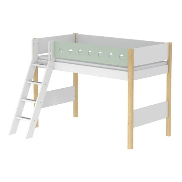 Flexa White Mittelhochb. 90x190 Schrägl. weiß/birke/mintgrün Flexa White Mittelhochb. 90x190 Schrägl. weiß/birke/mintgrün
