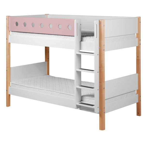Flexa White Etagenbett 90x200 gerade Leiter weiß/birke/rosa Flexa White Etagenbett 90x200 gerade Leiter weiß/birke/rosa