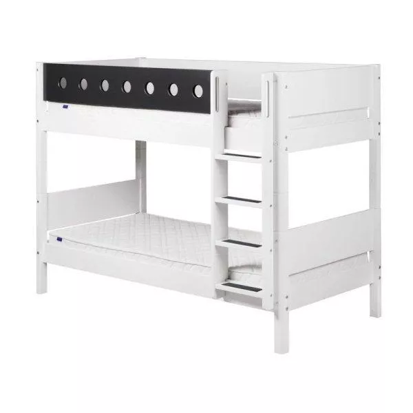 Flexa White Etagenbett 90x200 gerade Leiter in weiß/grau