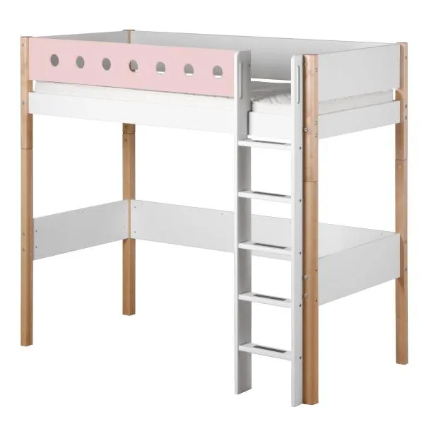 Flexa White Hochbett 90x190 gerade Leiter in weiß/birke/rosa Flexa White Hochbett 90x190 gerade Leiter in weiß/birke/rosa