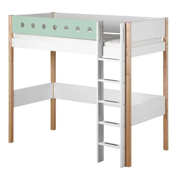 Flexa White Hochbett 90x190 gerade L. weiß/birke/mintgrün Flexa White Hochbett 90x190 gerade L. weiß/birke/mintgrün