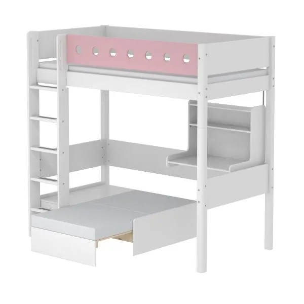 Flexa White Hochbett CASA 90x200 gerade L. weiß/rosa Flexa White Hochbett CASA 90x200 gerade L. weiß/rosa