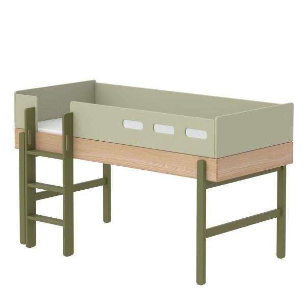 Flexa Popsicle Halbhohes Bett mit gerader Leiter in 90x200 Kiwi Flexa Popsicle Halbhohes Bett mit gerader Leiter in 90x200 Kiwi