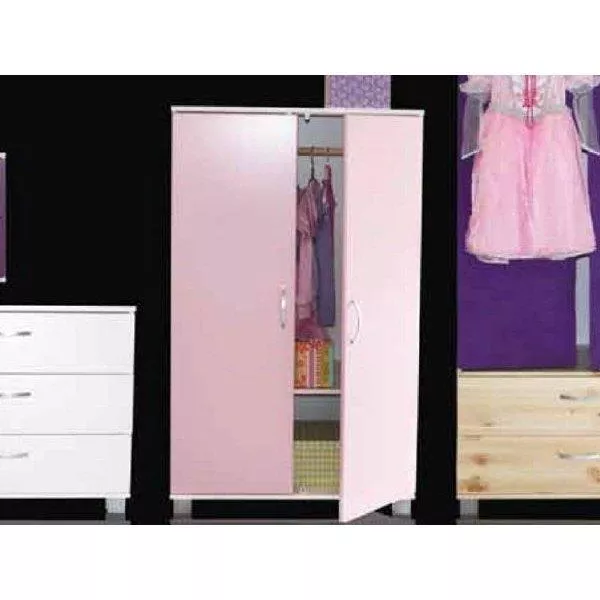 Trendy Kleiderschrank 2 Türen, weiss/pink