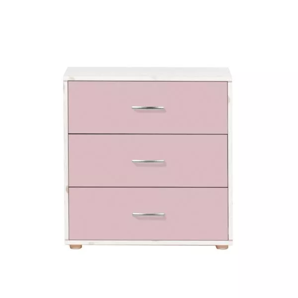 Classic Kommode 3 Schübe Kieferweiß/Rosa Classic Kommode 3 Schübe Kieferweiß/Rosa