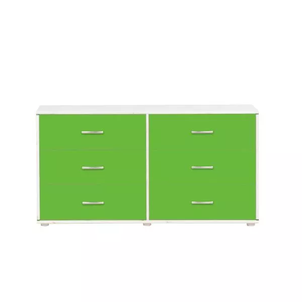 Flexa Classic Kommode mit 6 Schubladen in weiß/grün/grün