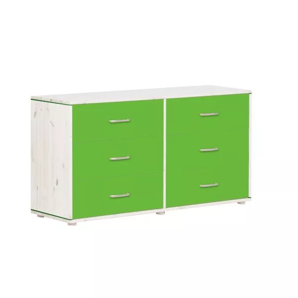 Flexa Classic Kommode mit 6 Schubladen in weiß/grün/grün