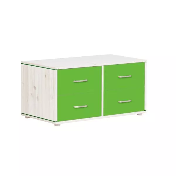 Flexa Classic Kommode mit 4 Schubladen in weiß/grün/grün