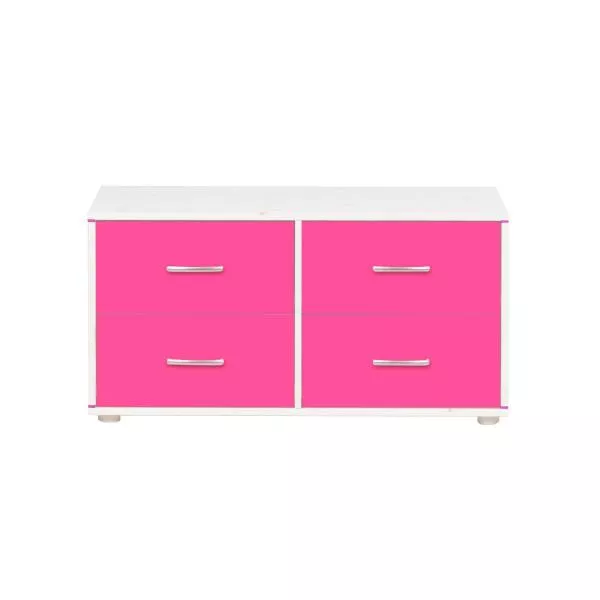 Flexa Classic Kommode mit 4 Schubladen in weiß/rosa/rosa