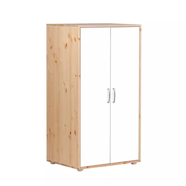 Kleiderschrank 2 Türen Kiefer/Lack weiß Kleiderschrank 2 Türen Kiefer/Lack weiß
