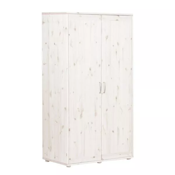 Kleiderschrank 2 Türen Kieferweiß/Rosa Kleiderschrank 2 Türen Kieferweiß/Rosa