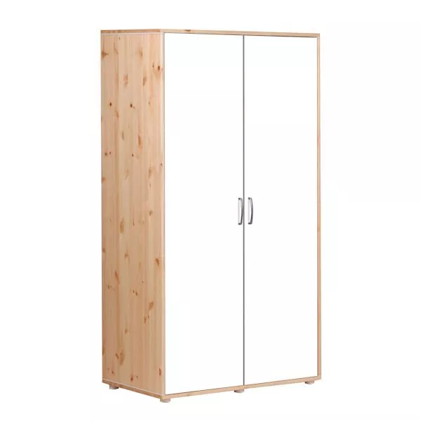 Kleiderschrank 2 Türen Kiefer/Lack weiß Kleiderschrank 2 Türen Kiefer/Lack weiß