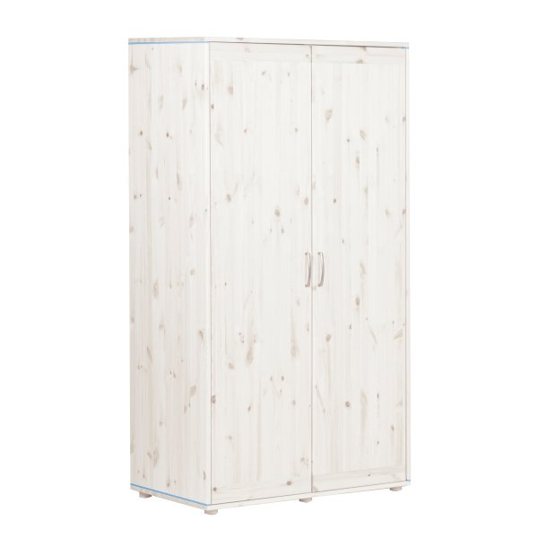 Classic Schrank 2 Tür, 4 Einlegeb., 2 Kleiderst. weiß/türkis