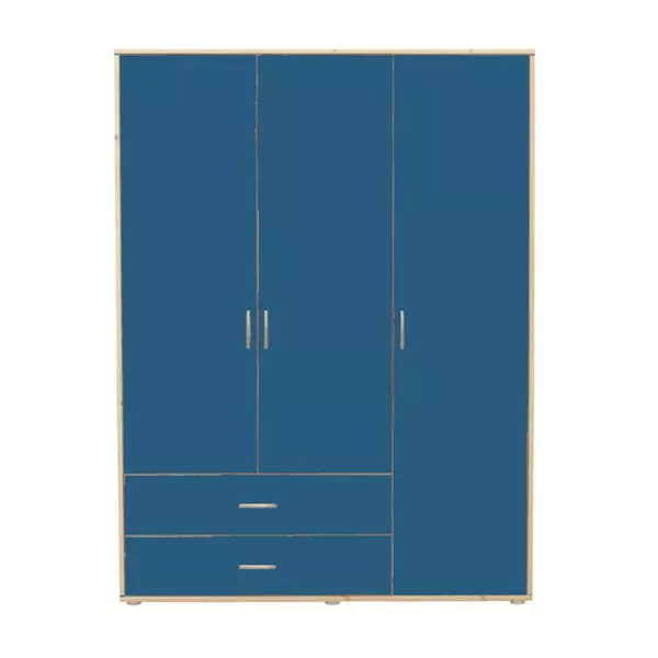 Schrank 3 Türen 2 Schübe Kiefer/Nordic Blue Schrank 3 Türen 2 Schübe Kiefer/Nordic Blue