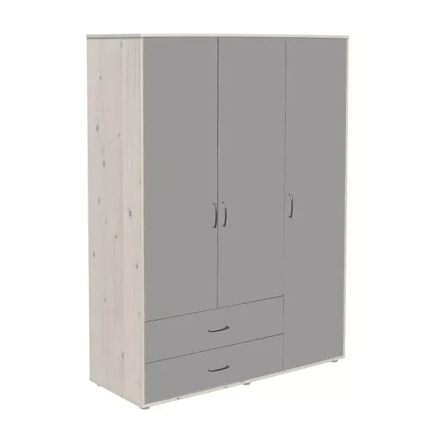 Kleiderschrank 3 Türen 2 Schübe Kieferweiß/Urban Grey Kleiderschrank 3 Türen 2 Schübe Kieferweiß/Urban Grey