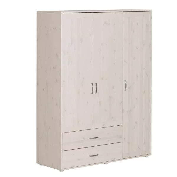 Flexa Classic Schrank 3 Türen, 2 Schubladen natur/rosa