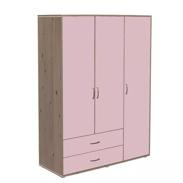 Kleiderschrank 3 Türen 2 Schübe Terra/Rosa Kleiderschrank 3 Türen 2 Schübe Terra/Rosa