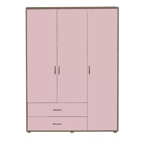 Kleiderschrank 3 Türen 2 Schübe Terra/Rosa Kleiderschrank 3 Türen 2 Schübe Terra/Rosa